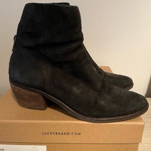 Lucky Brand black distressed booties ankle boots